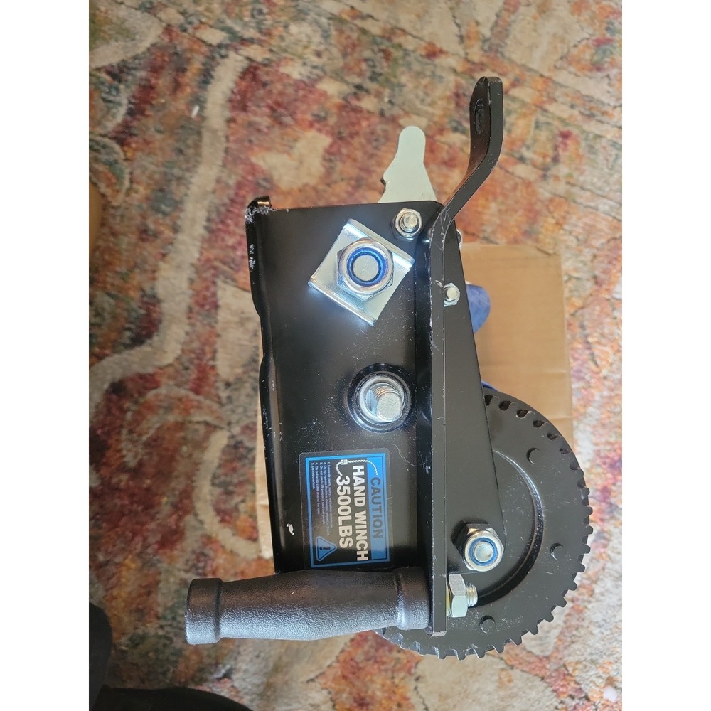 3500 lb Boat Trailer Winch Hand Crank Winch with 33 Ft Heavy Duty Strap and 2